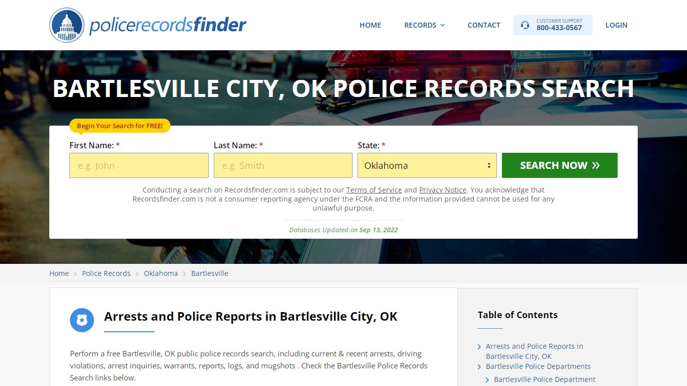 BARTLESVILLE CITY, OK POLICE RECORDS SEARCH - RecordsFinder