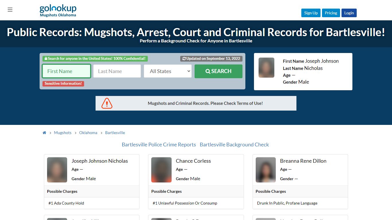 Mugshots Bartlesville, Arrest Records Bartlesville - GoLookUp