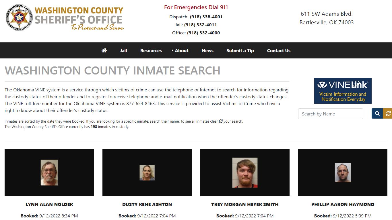 Inmate Search - Washington County Sheriff's Office